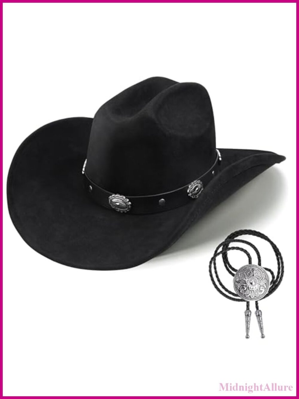 Faux Suede Studded Cowboy Hat Wide Brim Western Shapeable